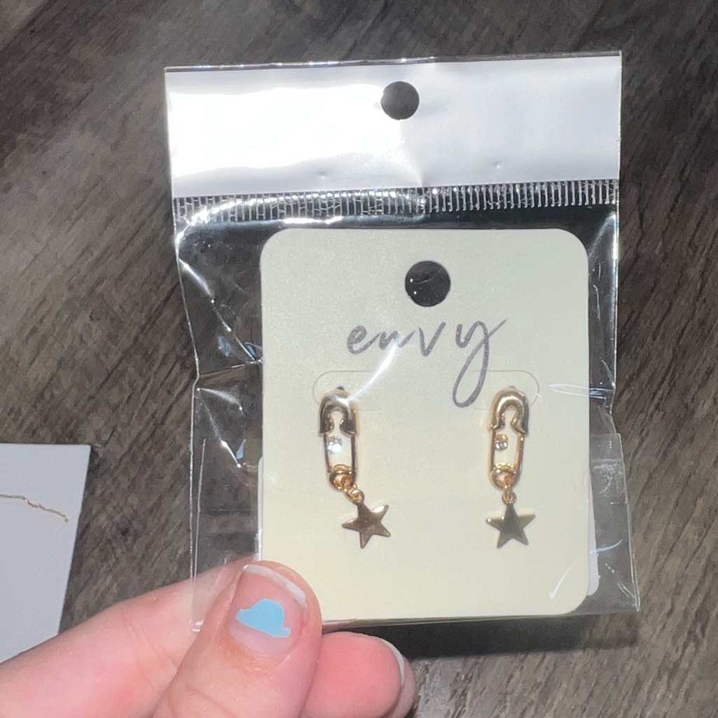Paper Clip Star Gold Earrings